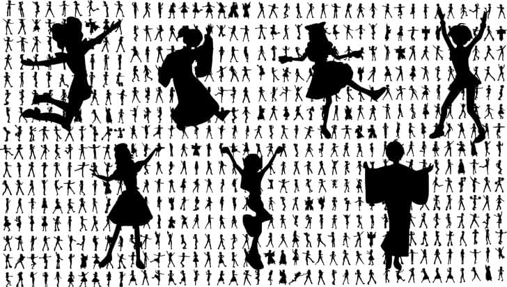 Anime Girl Silhouettes Collection Free Vector