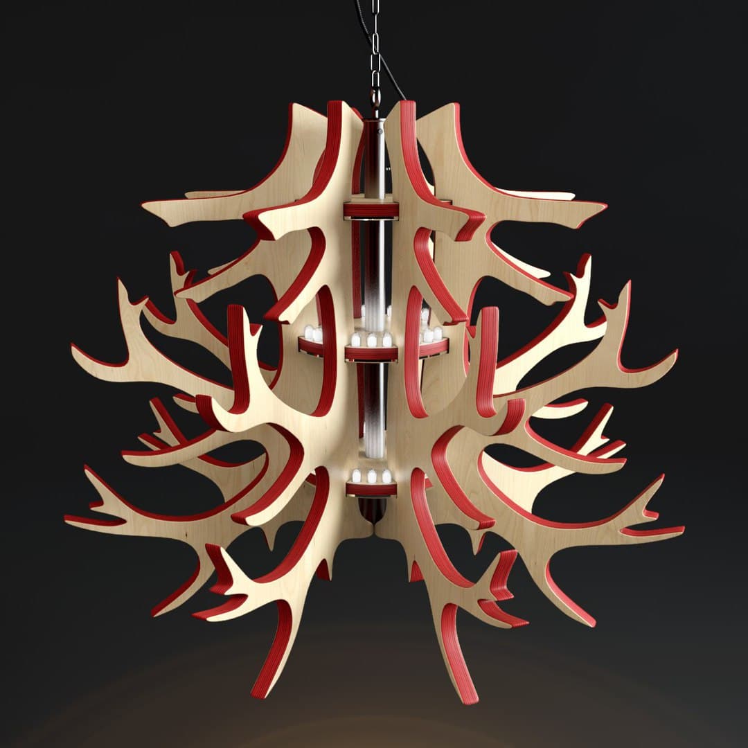Antler Style Pendant Lamp Laser Cut Vector Template (CDR)