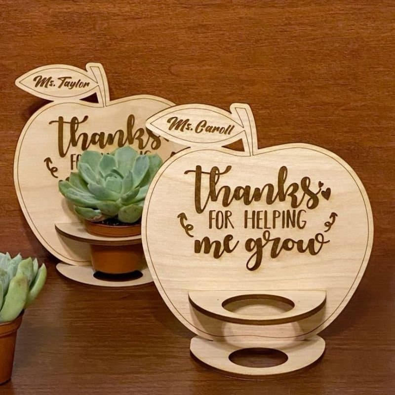 Apple Teacher Appreciation Succulent Stand Vector File