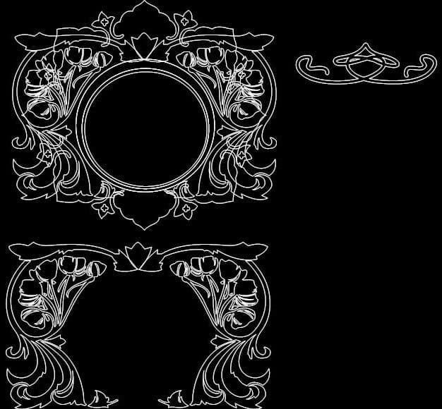 Art Nouveau Floral Mirror Frame Vector Design DXF File