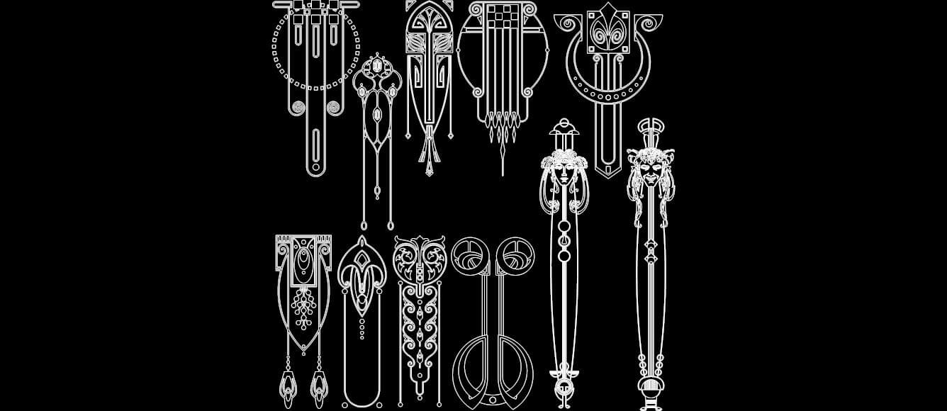 Art Nouveau Ornaments Collection Vector DXF for Laser Cutting