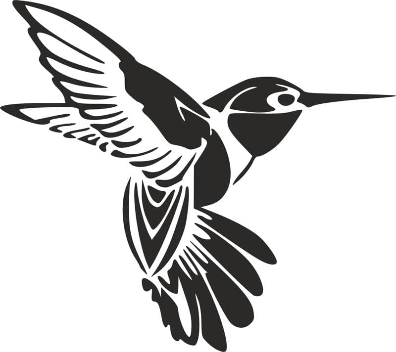Artistic Flying Hummingbird DXF Vector File for Laser Cutting