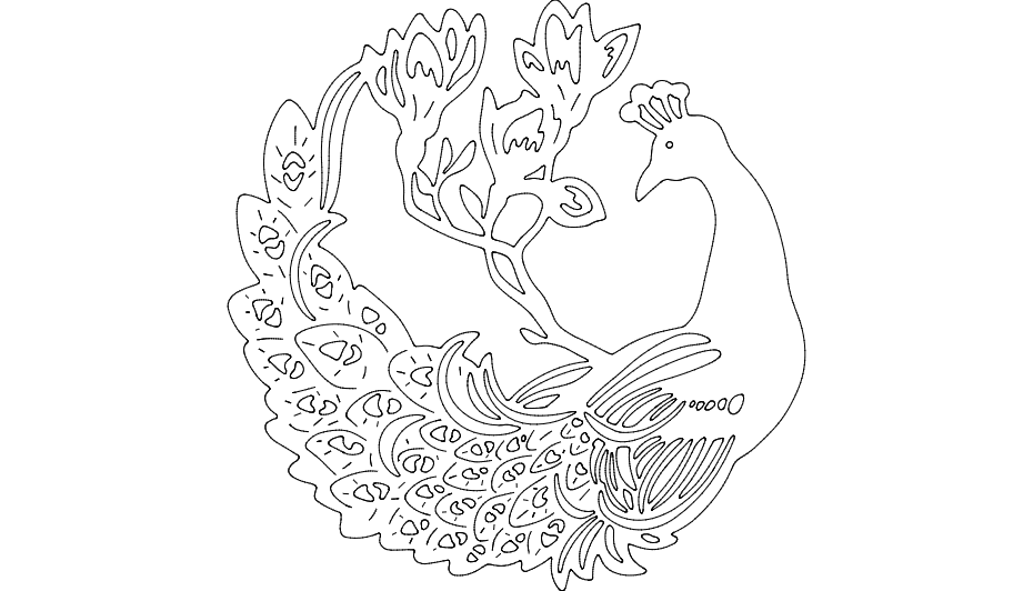 Artistic Peacock Wall Art Vector DXF File for Laser Cutting