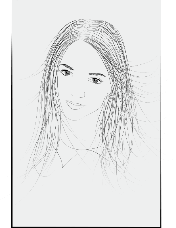 Artistic Woman Portrait Line Art Vector for Laser Engraving (CDR)