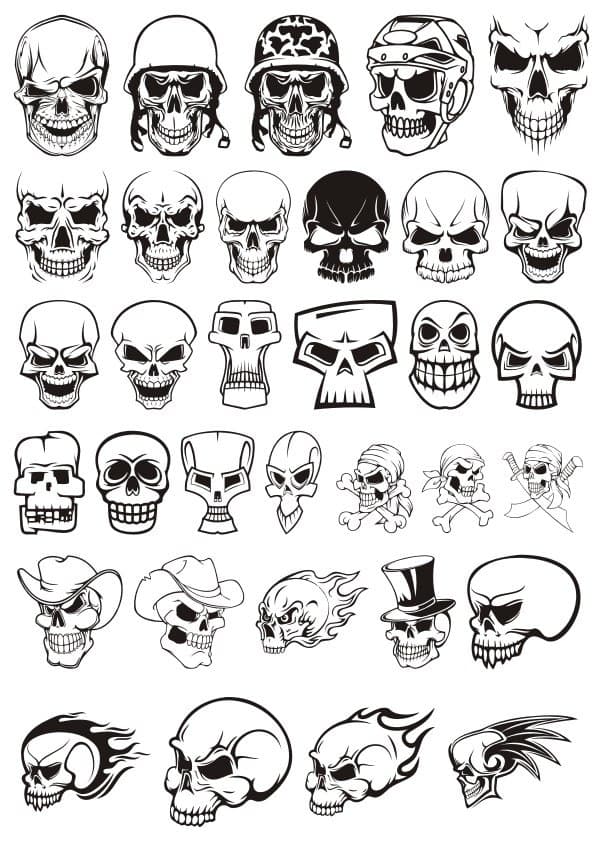 Assorted Skull Vector Pack for Laser Cutting - Free DXF File
