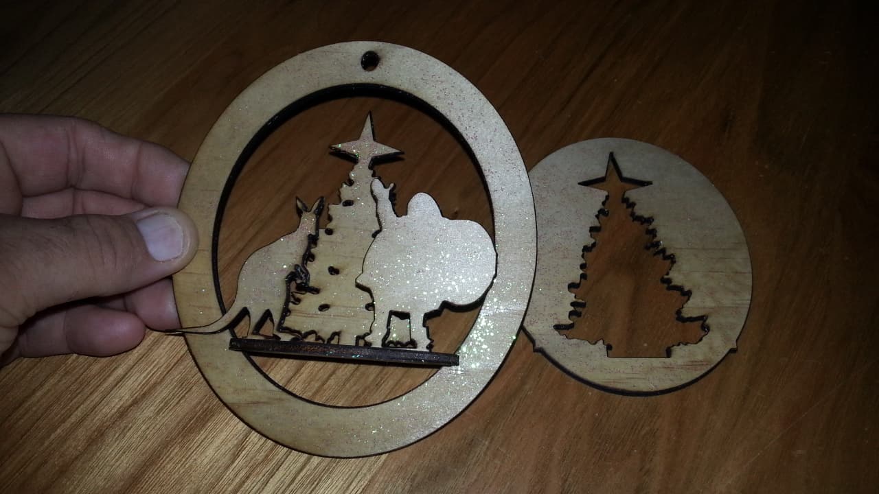 Australian Christmas Ornament Santa and Kangaroo SVG Vector File