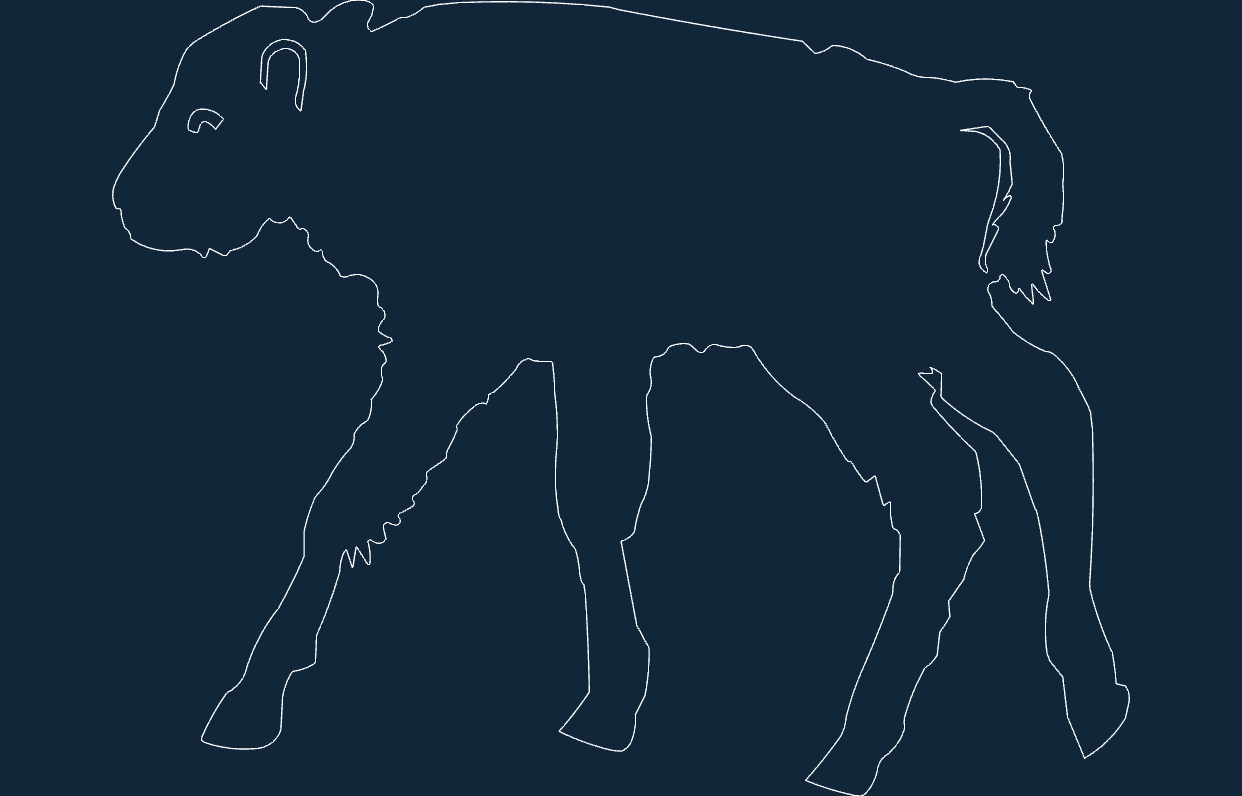 Baby Buffalo Silhouette Vector Design for Laser Cutting DXF