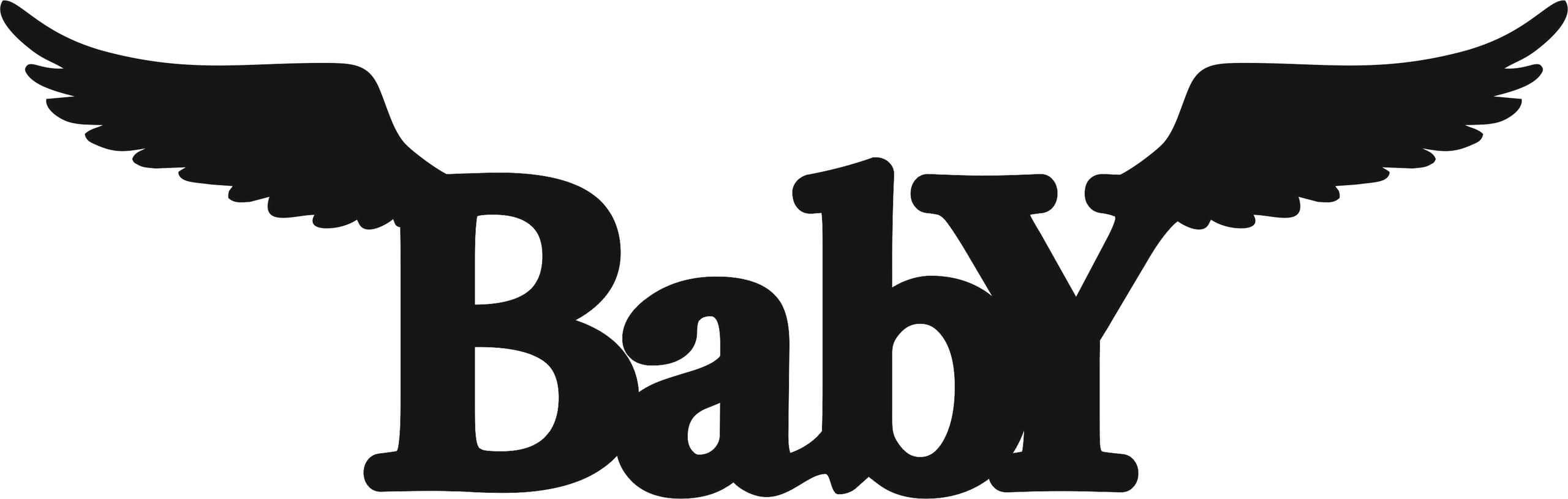 Baby Wings Typography Laser Cut Vector File