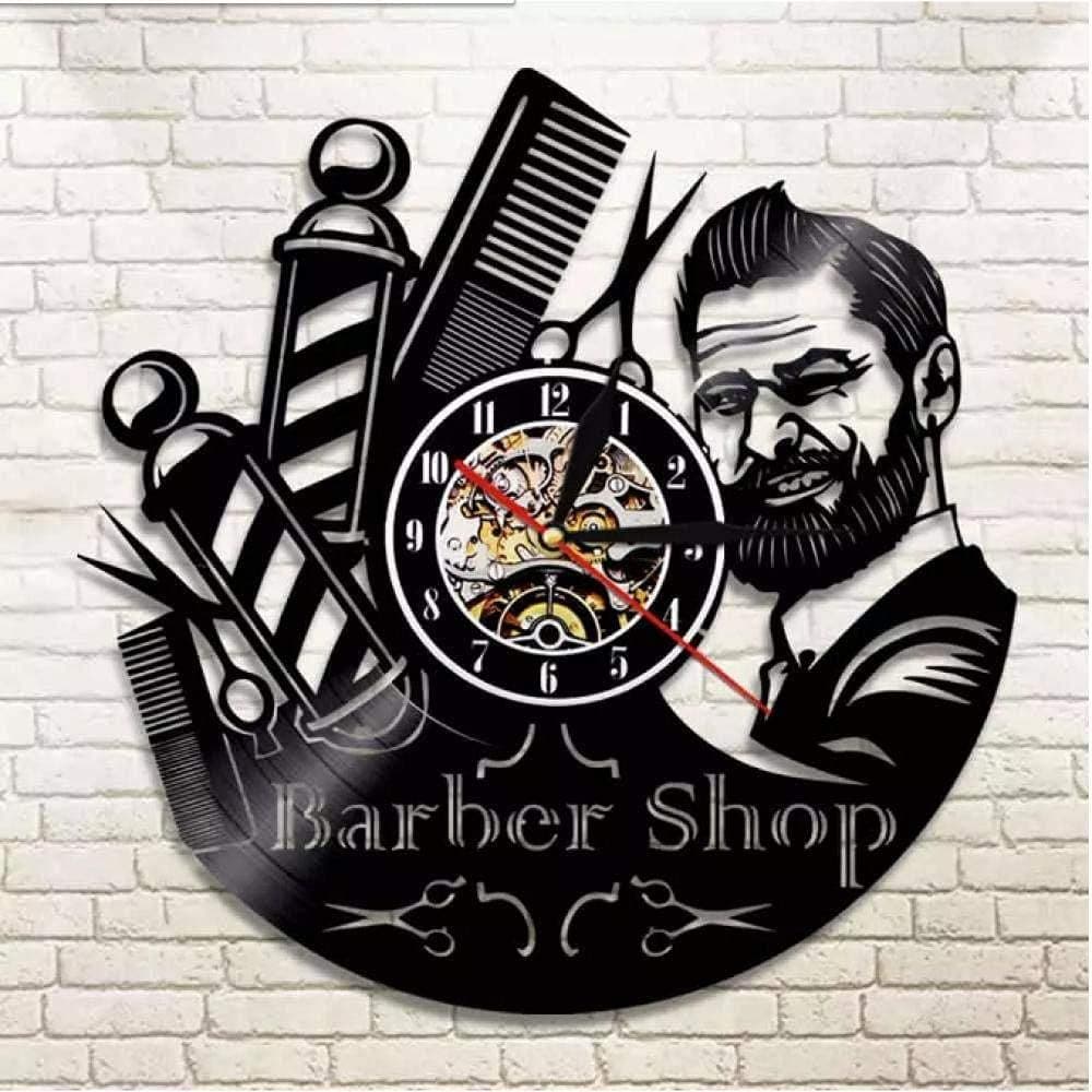 Barber Shop Vinyl Record Wall Clock Laser Cut Vector File