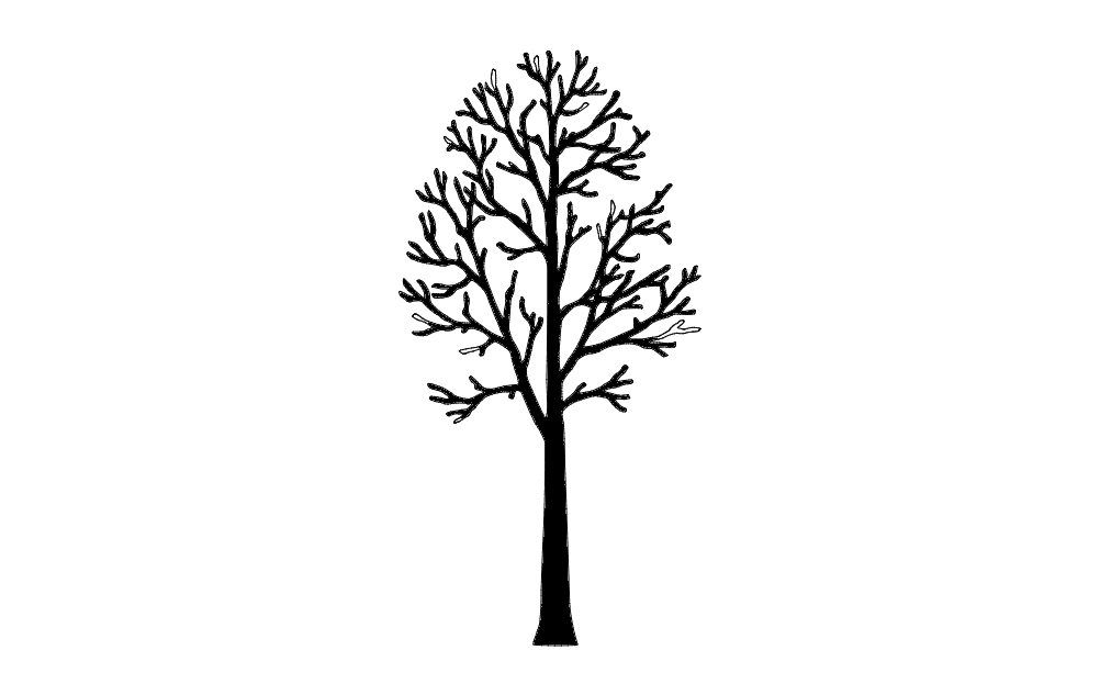 Bare Winter Tree Silhouette Vector Design - Free DXF File