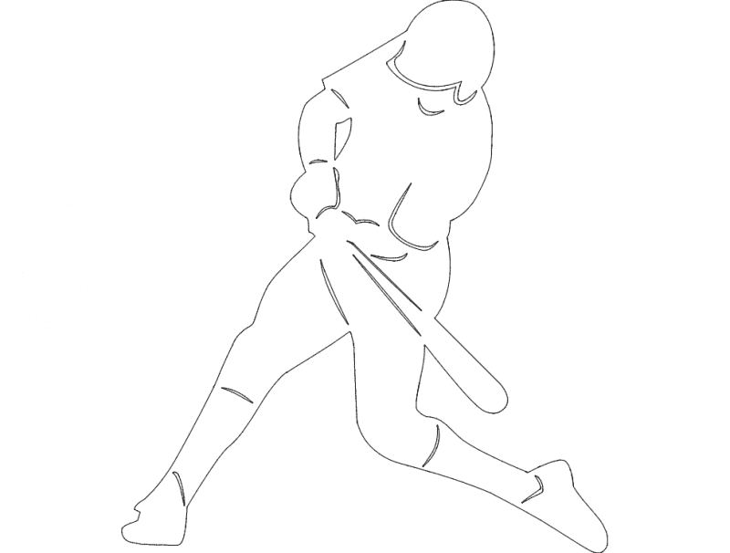 Baseball Player Batter Silhouette DXF Vector File