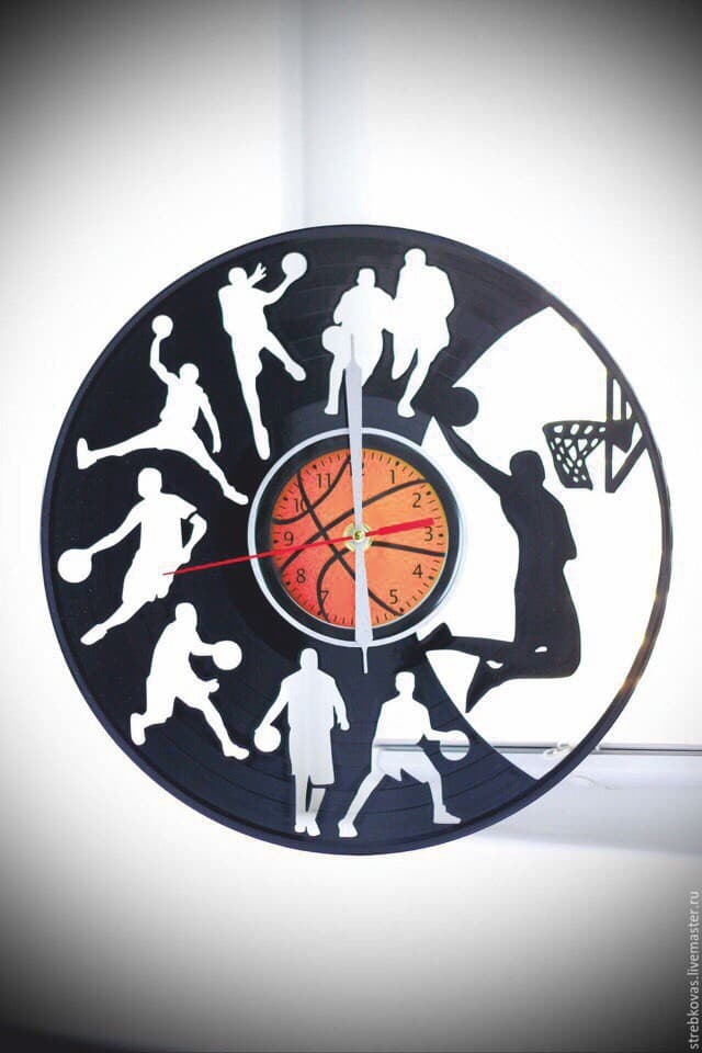 Basketball Player Action Wall Clock Vector DXF File