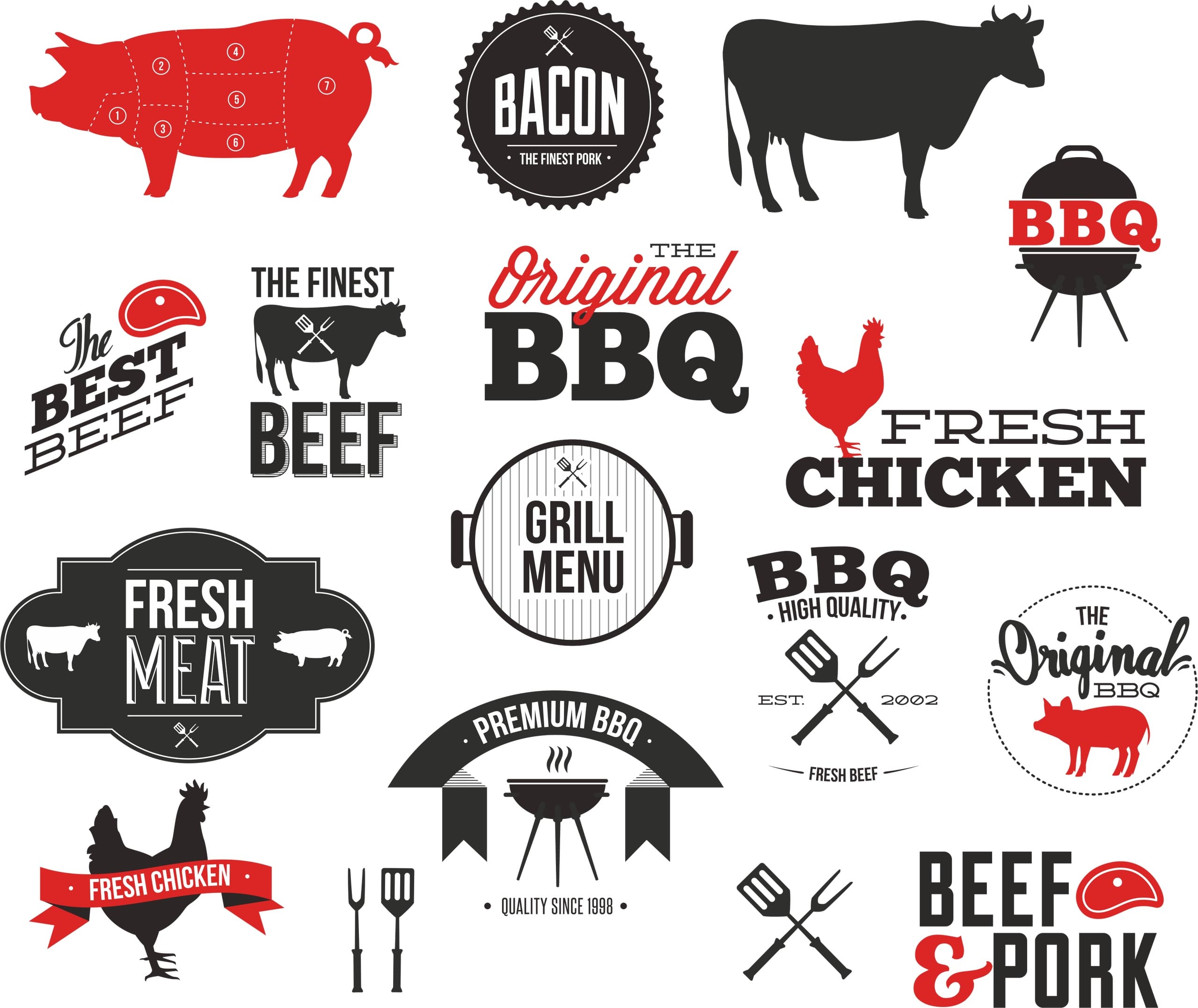 BBQ and Meat Cut Vector Graphics Collection - Free SVG Files