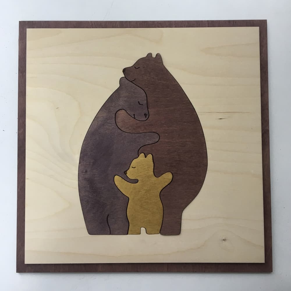 Bear Family Hug Wall Art Laser Cut Vector File
