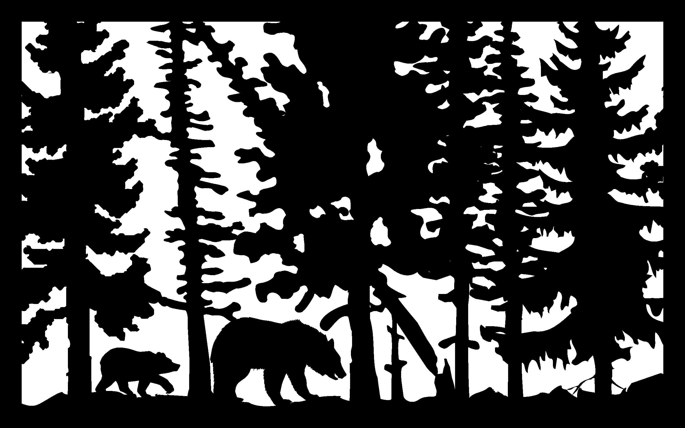 Bear Family in Forest Silhouette Vector for CNC Laser and Plasma