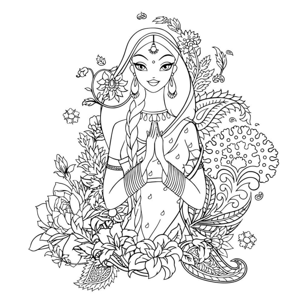 Beautiful Indian Girl in Sari Vector Design for Laser Cutting