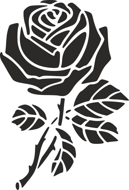 Beautiful Rose Flower Stencil Vector DXF File for Laser Cutting