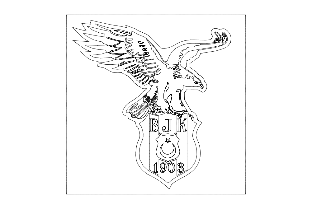 Besiktas J.K. Eagle Logo Vector Design DXF File