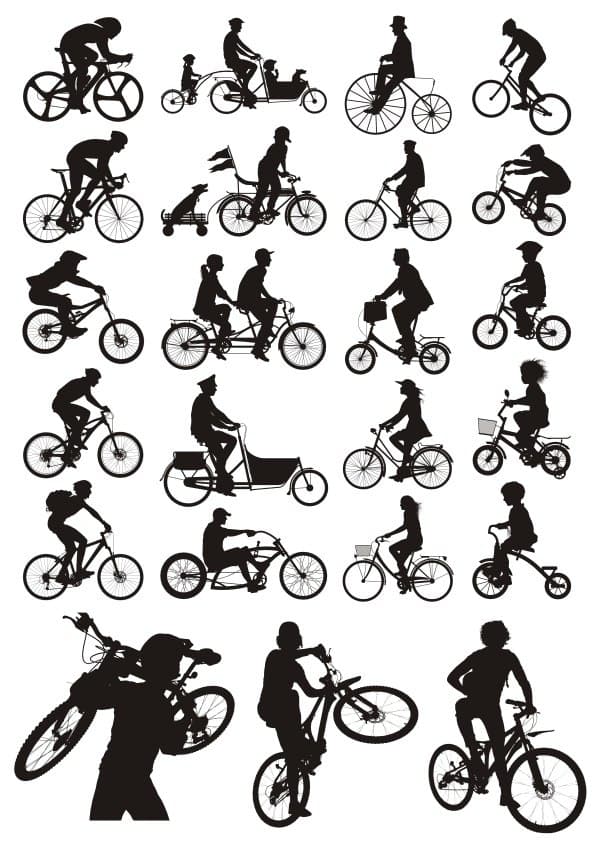Bicycle Silhouettes Vector Pack for Laser Cutting and CNC