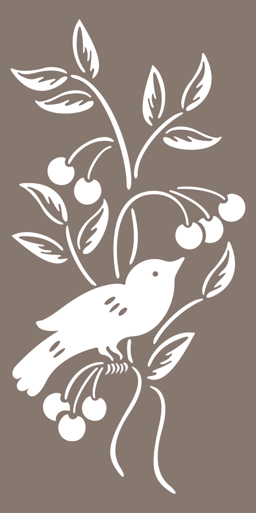 Bird on Cherry Branch Decorative Panel Vector File
