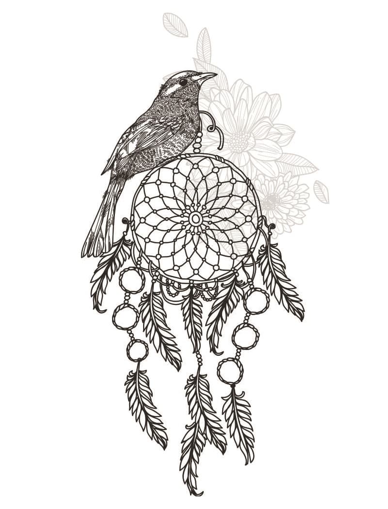 Bird on Dreamcatcher Vector Design for Laser Cutting
