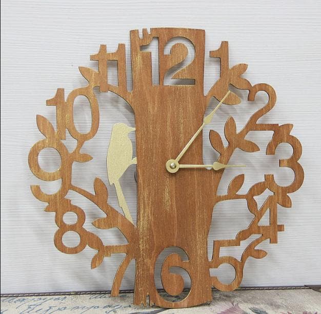 Bird on Tree Wall Clock Laser Cut Vector File