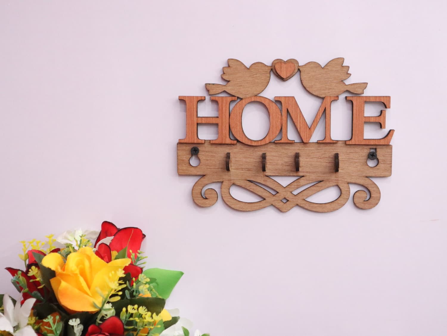 Birds Home Key Holder Wall Sign Laser Cut Vector File