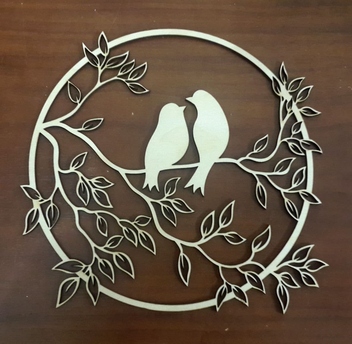 Birds on Branch Circular Wall Art Laser Cut Vector File