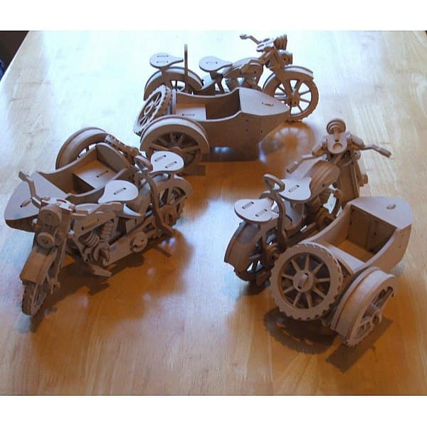 BMW R75 Motorcycle with Sidecar 3D Puzzle Laser Cut DXF CDR