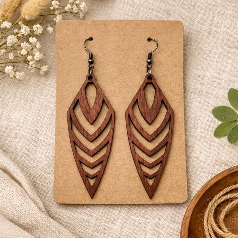 Boho Geometric Leaf Earrings Vector Template for Laser Cut