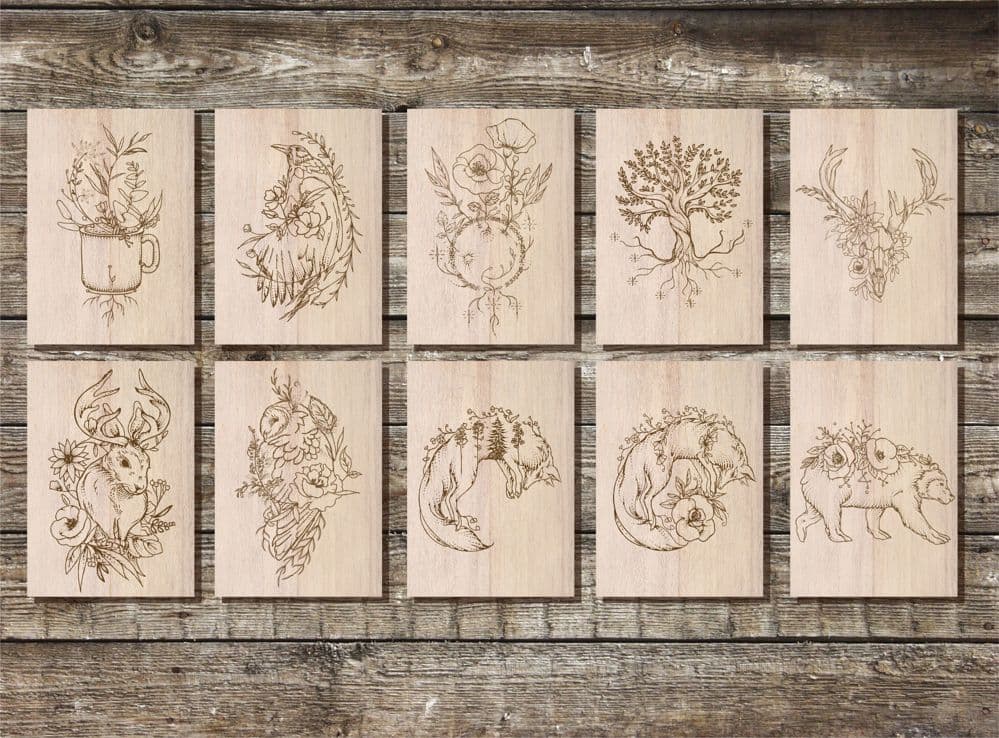 Botanical Animal Laser Engraving Collection Vector Files