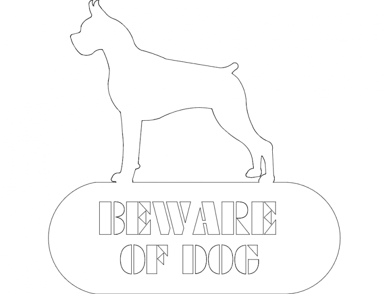 Boxer Beware of Dog Sign Vector File - DXF Template