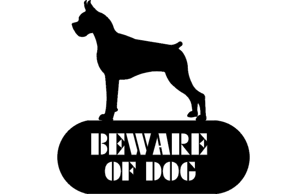 Boxer Dog Beware of Dog Sign Vector DXF File