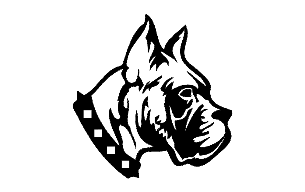 Boxer Dog Head Silhouette Vector DXF File