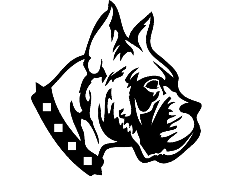 Boxer Dog Head Vector Design DXF File for Laser Cutting