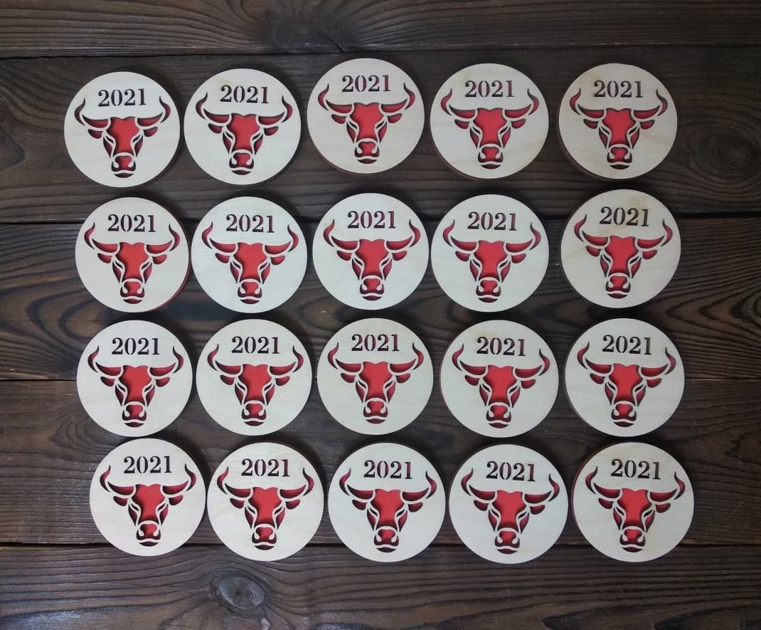 Bull 2021 Year Symbol Ornament Vector for Laser Cutting