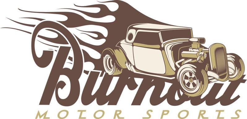 Burnout Motor Sports Hot Rod Vector Design for Laser Cutting