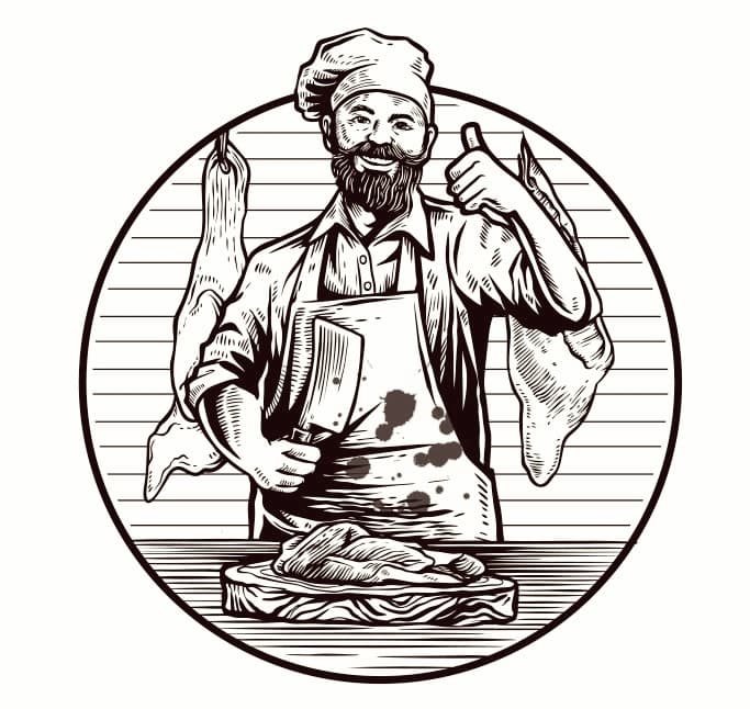 Butcher Shop Emblem Vector for Laser Cutting and Engraving