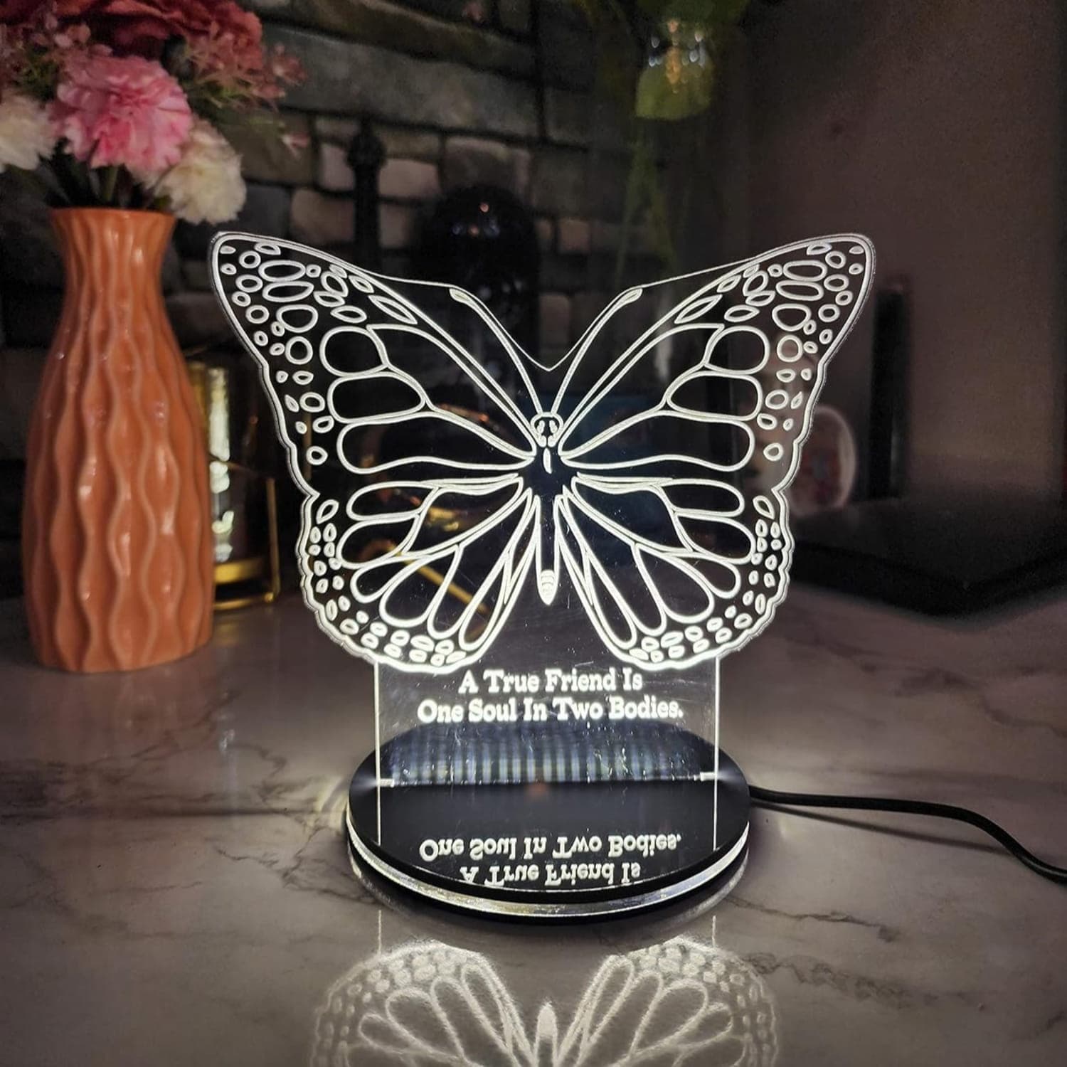 Butterfly 3D Illusion LED Night Lamp Laser Cut Vector File