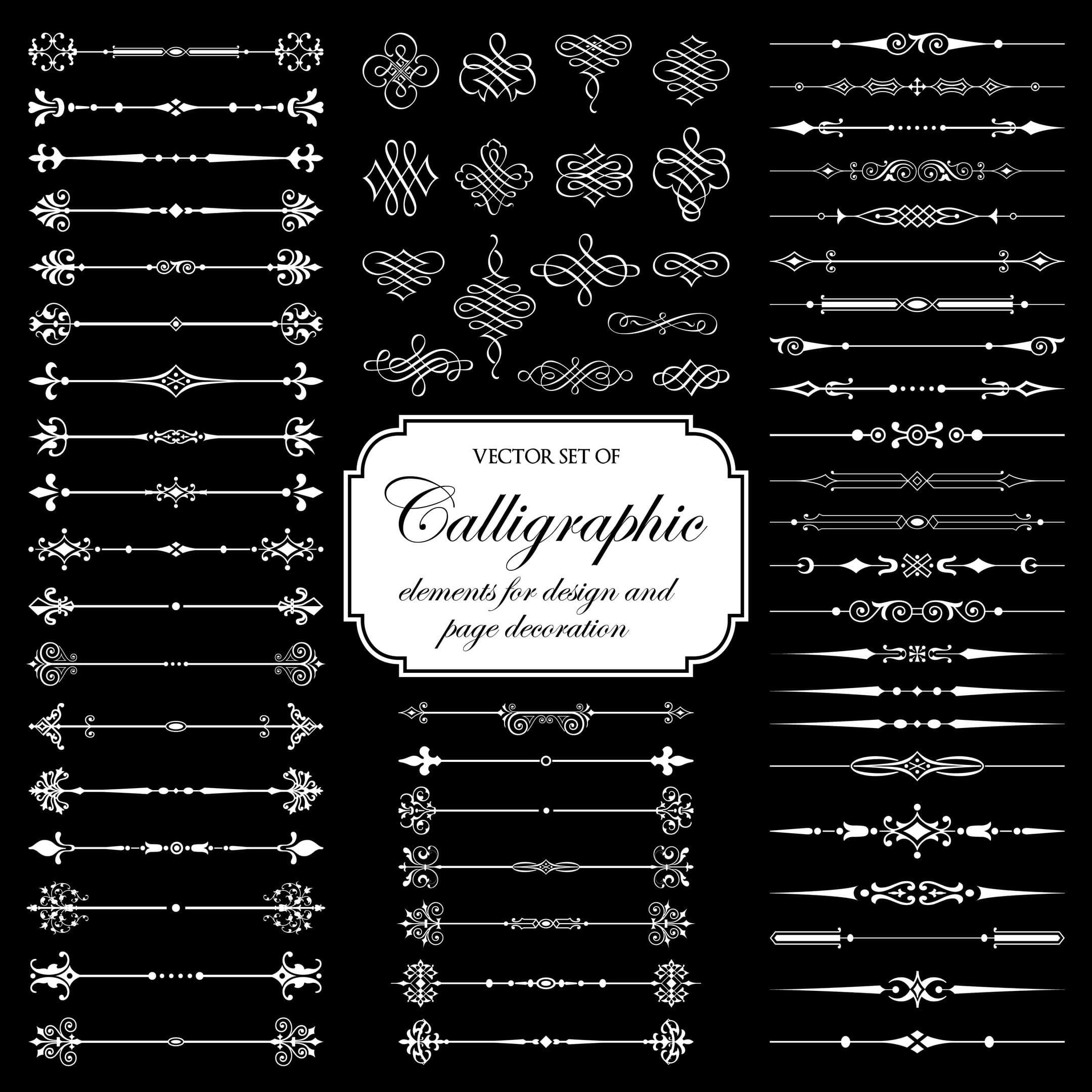 Calligraphic Elements and Dividers Vector Set for Laser Cutting