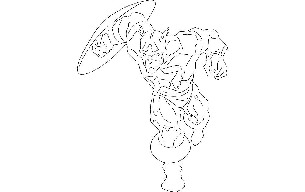 Captain America Action Pose Vector for Laser Cutting DXF
