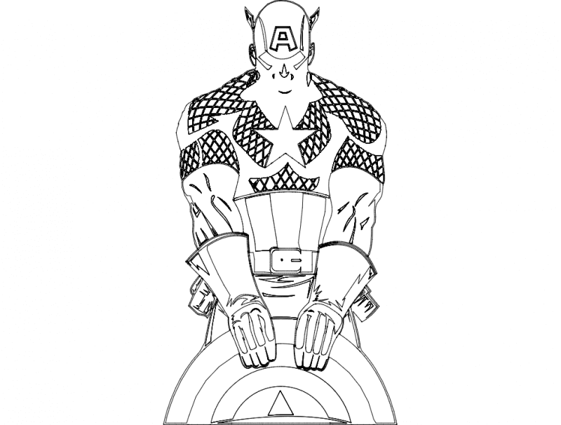 Captain America Standing Shield Pose Vector DXF for Laser Cutting