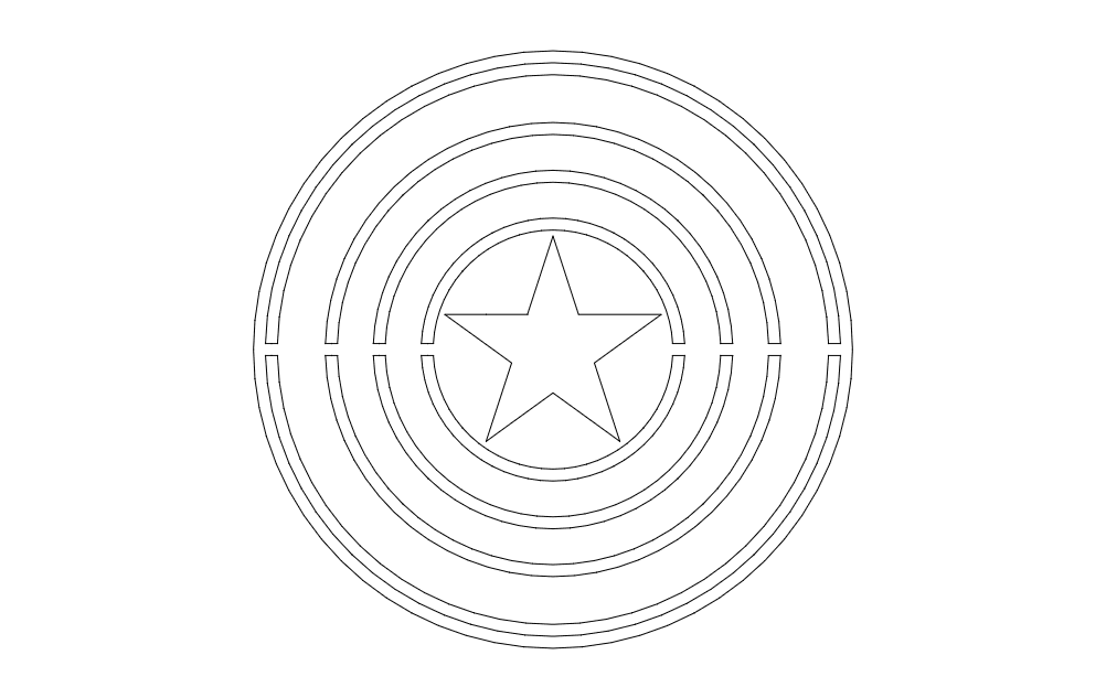 Diseño de Escudo del Capitán para Corte Láser Archivo DXF