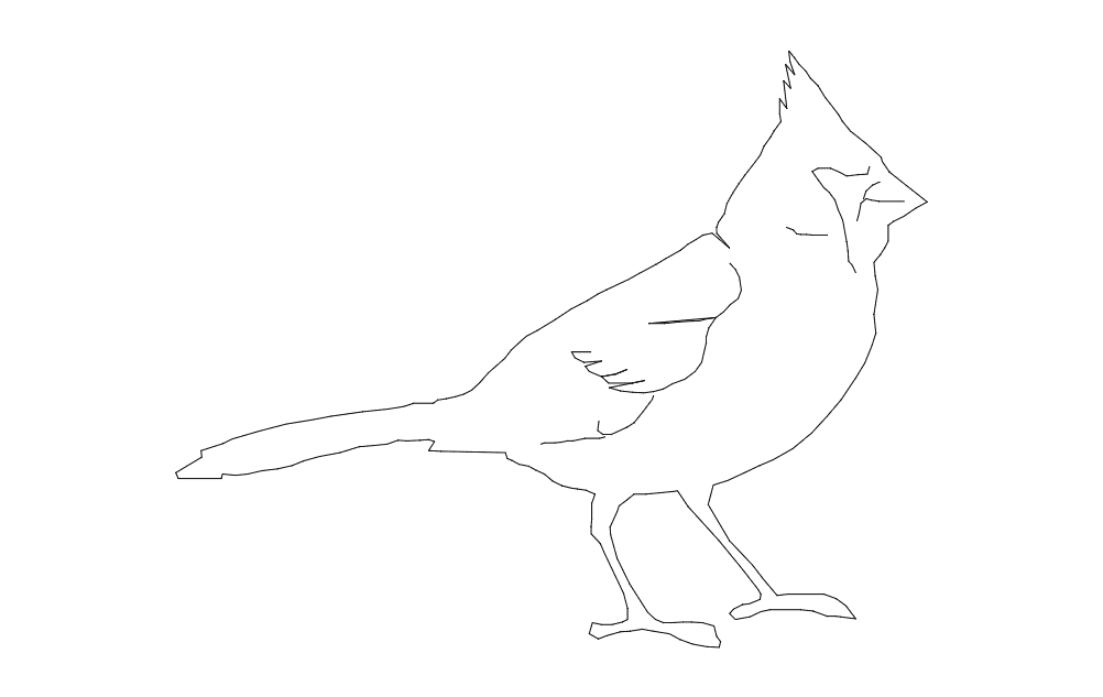 Cardinal Bird Vector Line Art DXF File for Laser Cutting