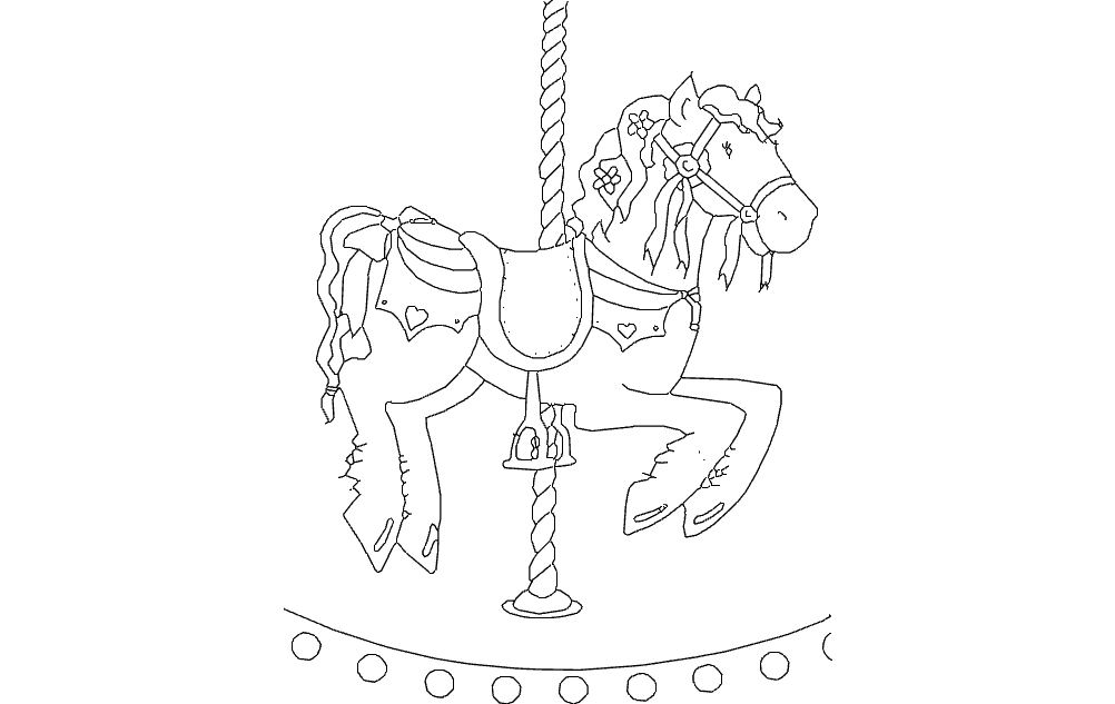 Carousel Horse Vector Design for Laser Cutting DXF File