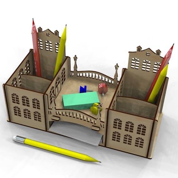 Castle Style Desk Organizer Laser Cut Vector Plan