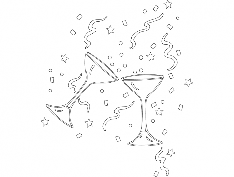 Celebration Champagne Toasting Glasses Vector File for Laser Cutting