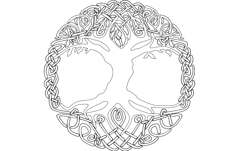 Celtic Tree of Life Yggdrasil Vector Design DXF File