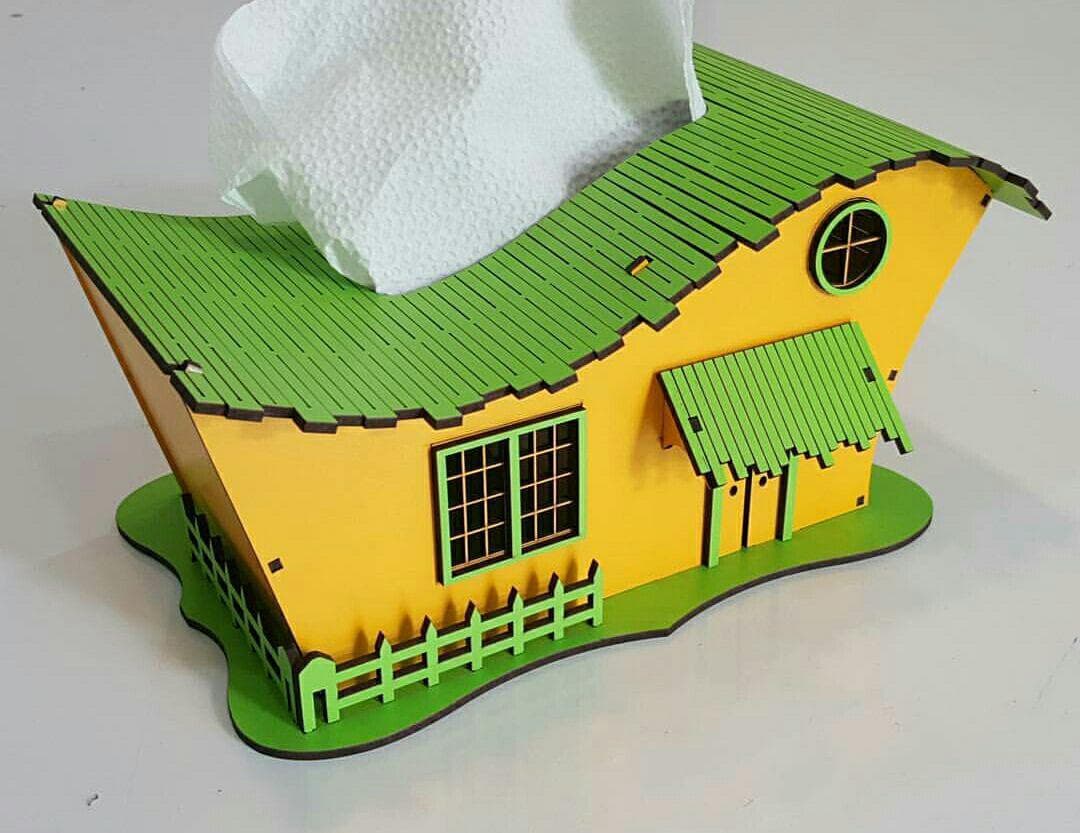 Charming House Tissue Box Holder Laser Cut SVG Vector Plan