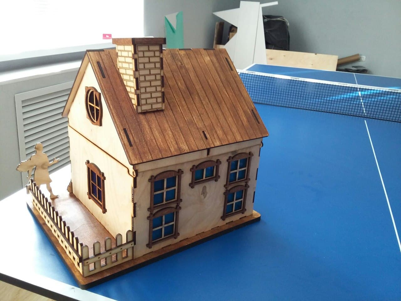 Charming Miniature Dollhouse with Chimney 3D Puzzle DXF File